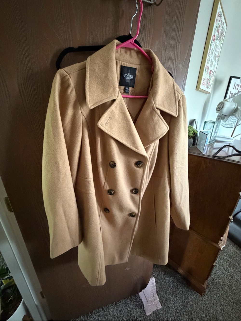 London Fog Double-Breasted Tan Peacoat